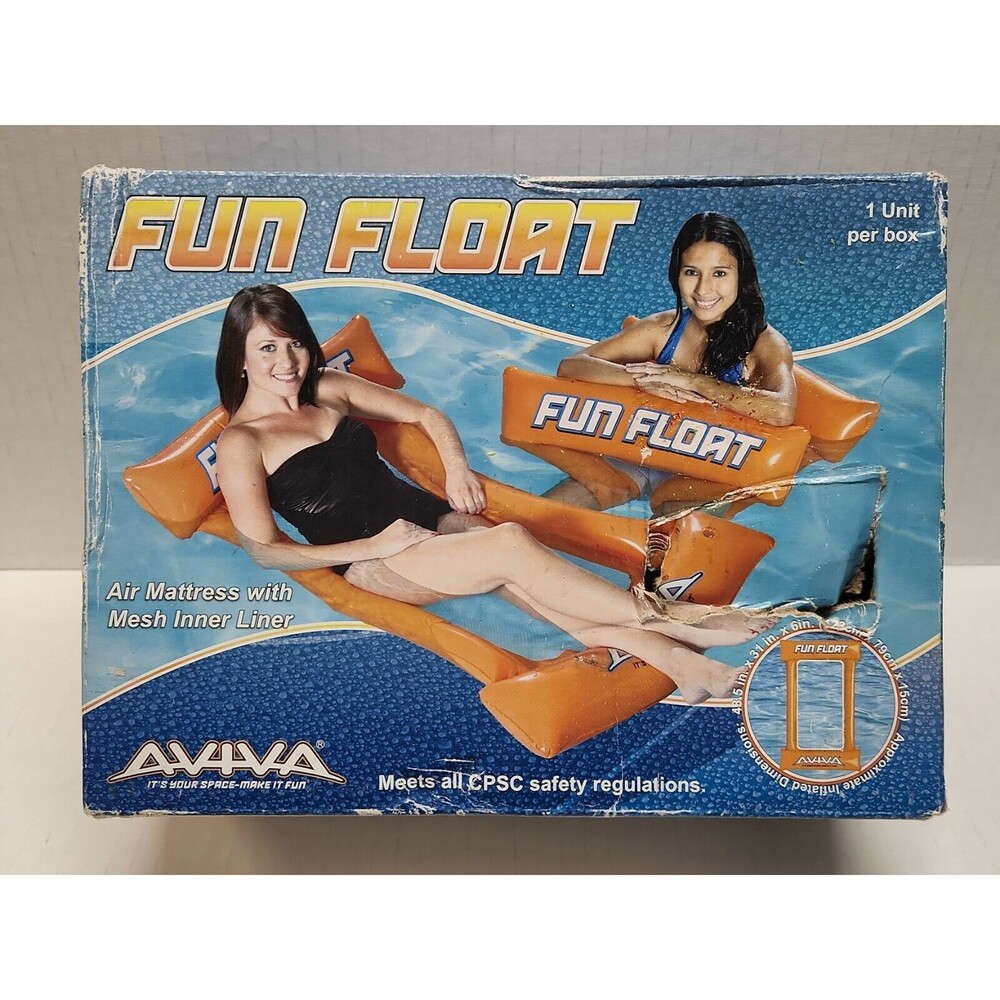 Aviva FUN FLOAT 48.5"x31"x6" Inflatable Water Lounger W/Mesh Center  #1020195